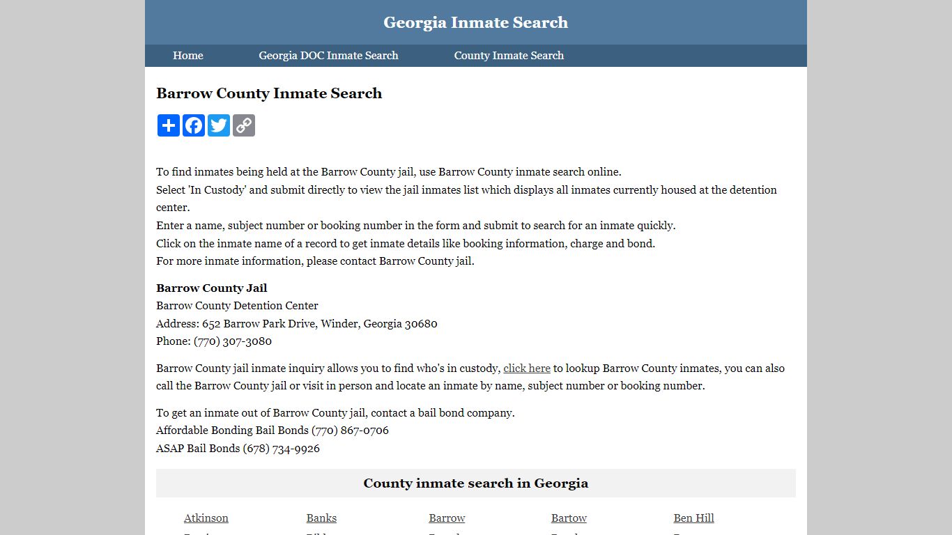 Barrow County Inmate Search